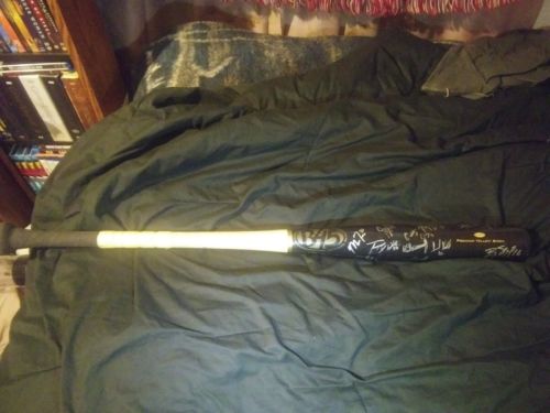 Mike Trout Aaron Hicks Matt Adams Signed MWL All Star Game Bat Auto