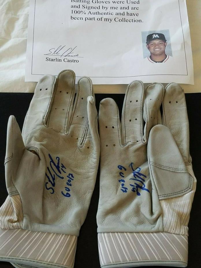 Starlin Castro New York Yankees Game Used Autograph Signed Batting Gloves LOA!