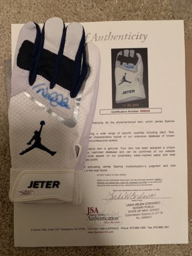 Derek Jeter Signed Michael Jordan Batting Glove AUTO JSA LOA Certified Autograph