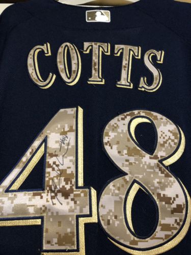 Neal Cotts 2015 Game Used Signed Milwaukee Brewers Memorial Day Jersey 48
