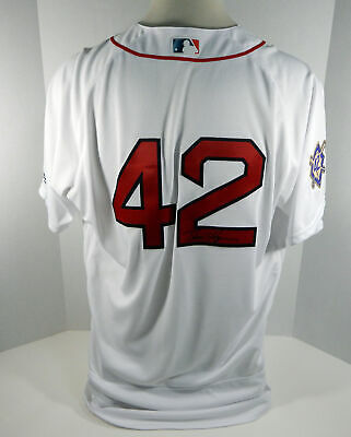 2018 Boston Red Sox Tim Hyers #42 Game Used Sign White Jackie Robinson Jersey