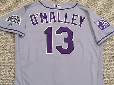 O'MALLEY sz 44  #13 2018 Colorado Rockies road gray game jersey issued MLB HOLO