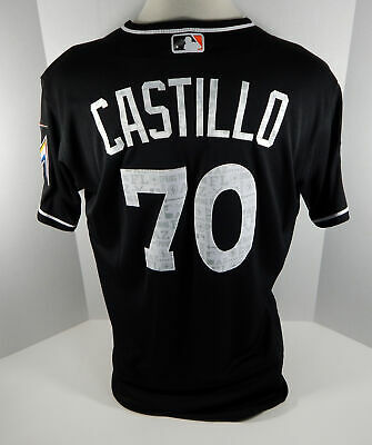 2017 Miami Marlins Luis Castillo #70 Game Issued Black ST Jersey #16 Patch