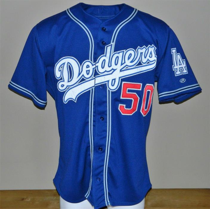 2000 Chris Donnels Game Worn L.A. Dodgers ALT Jersey #50 - Rawlings Size 48
