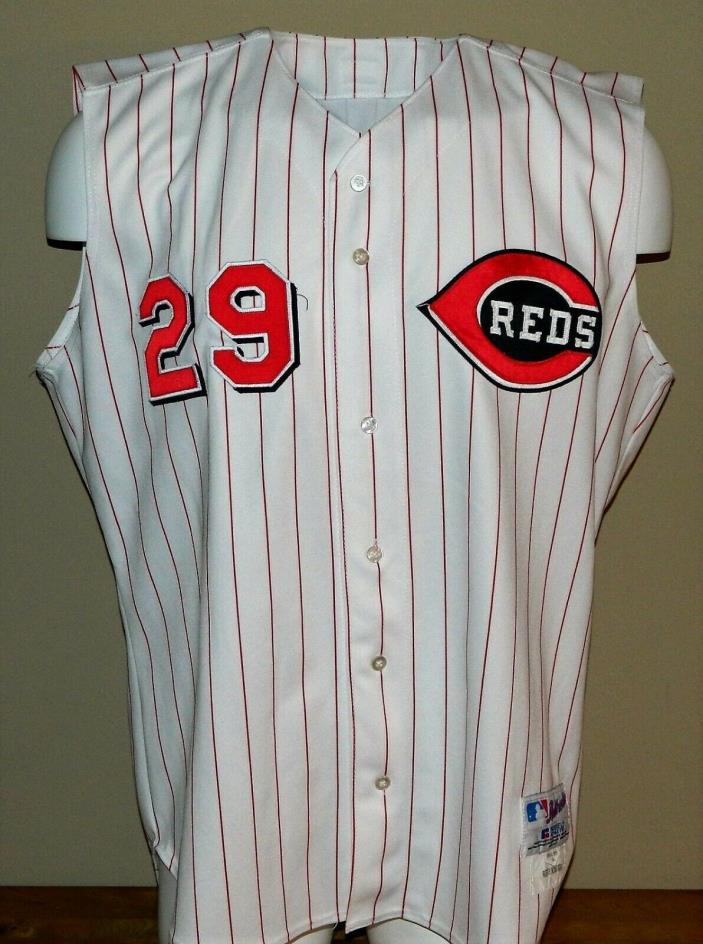 2001 Rob Bell Game Worn Cincinnati Reds Home Vest Jersey #29 - Russell Size 50