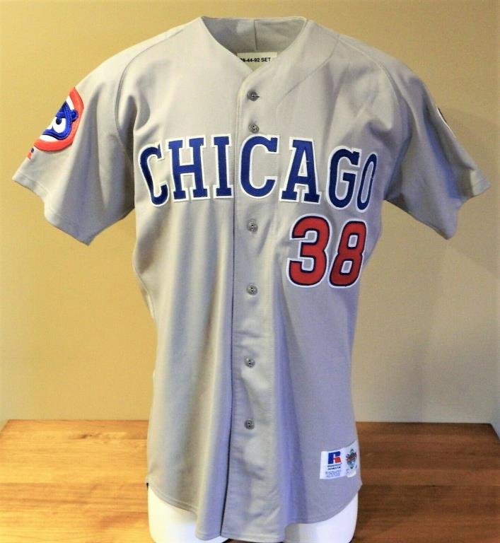 1992 Jeff Robinson (Set 1) Game Worn Chicago Cubs Road Jersey #38 - Russell