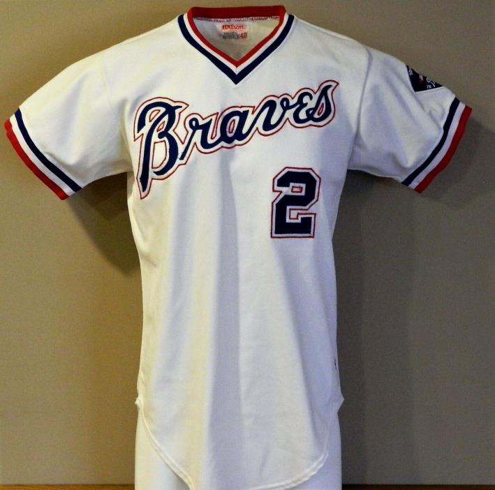 1985 Albert Hall Game Worn Atlanta Braves Home Jersey #2 - Wilson Size 40