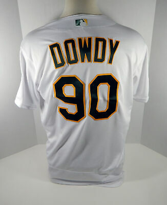 2018 Oakland Athletics Jeremy Dowdy #90 Game Issued White Athleticos Jersey 50
