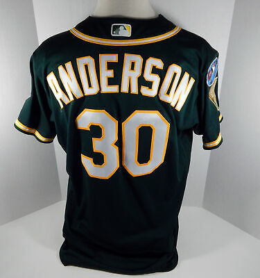 2018 Oakland Athletics A's Brett Anderson #30 Game Issued Green Playoff Jersey