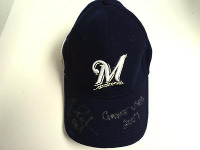 2007 Grant Balfour Brewers Game Used #53 Cap Autographed -