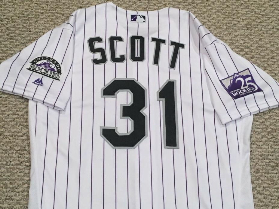 SCOTT size 46 #31 2017 Colorado Rockies game jersey issued Home White MLB HOLO