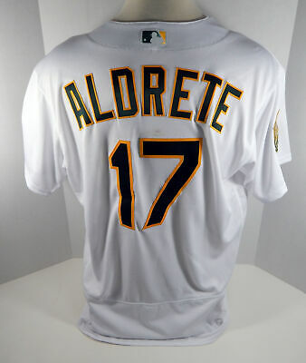 2018 Oakland Athletics A's Mike Aldrete #17 Game Issued White Jersey 50th Patch