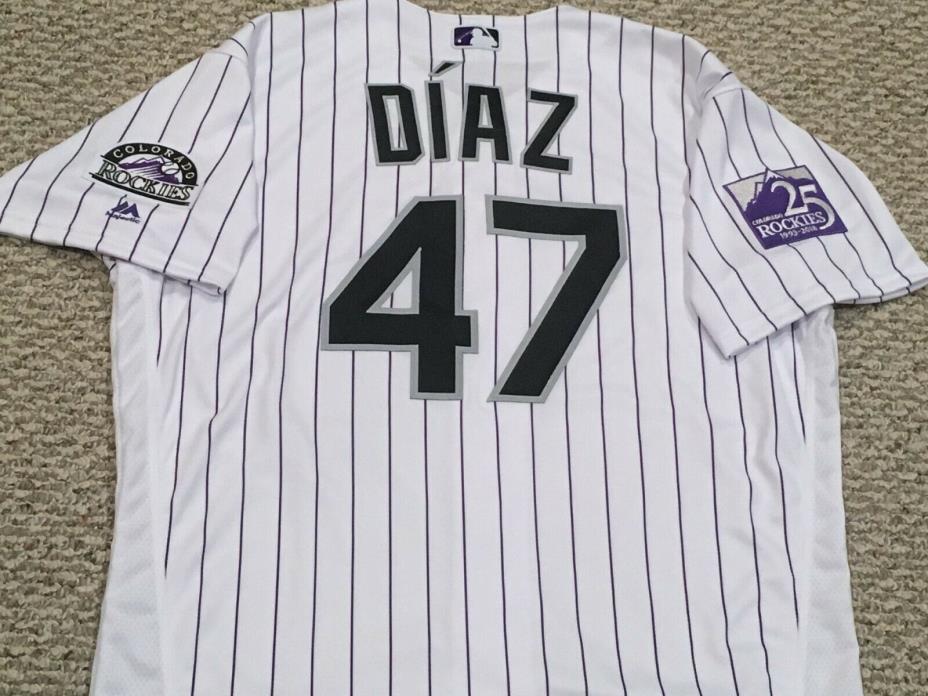 JAIRO DIAZ size 50 #47 2017 Colorado Rockies game jersey issued Home White MLB