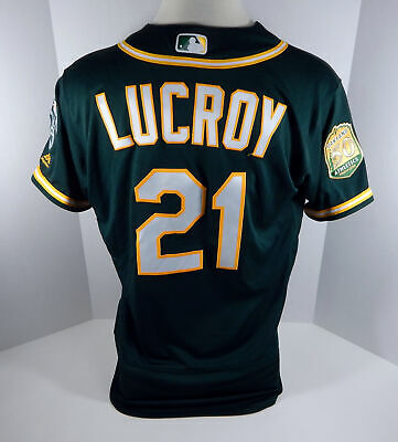 2018 Oakland Athletics A's Jonathon Lucroy #21 Game Issued Green Jersey 50th