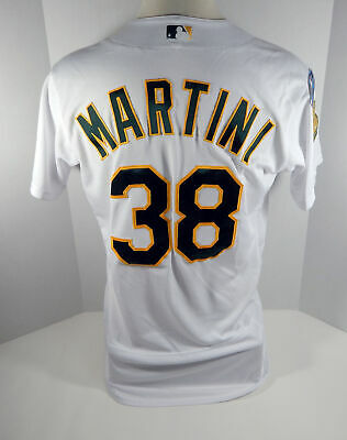 2018 Oakland Athletics A's Nick Martini #38 Game Issued White Playoff Jersey