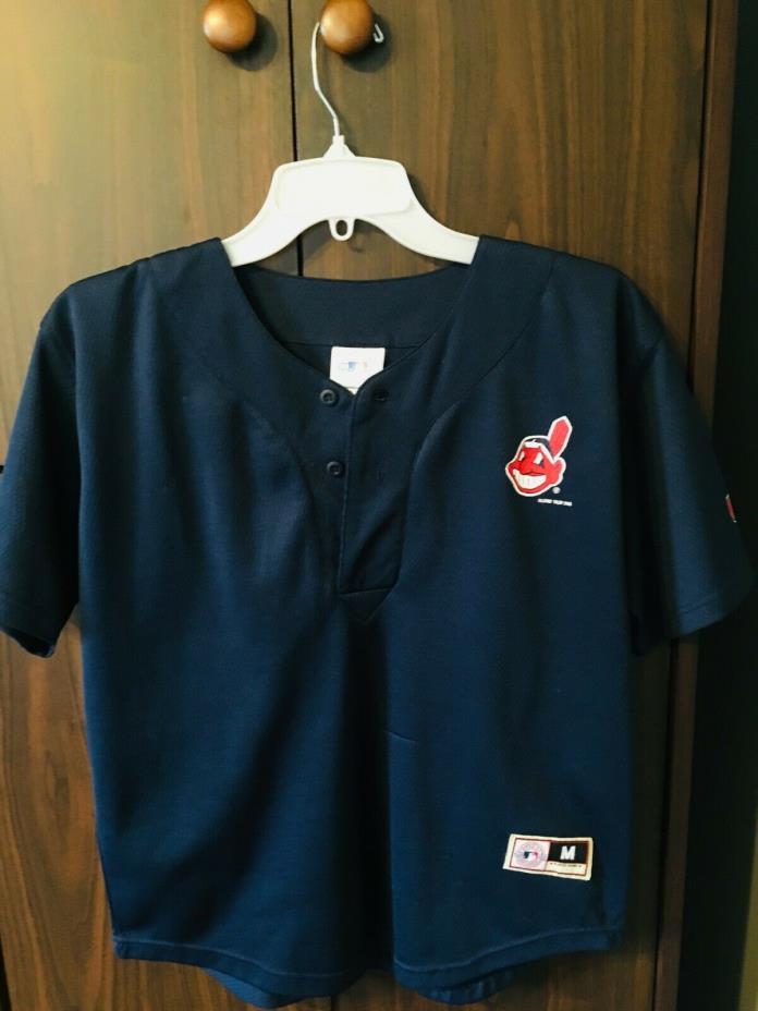 Cleveland Indians Women's Short-Sleeve Navy Blue Baseball Jersey size M