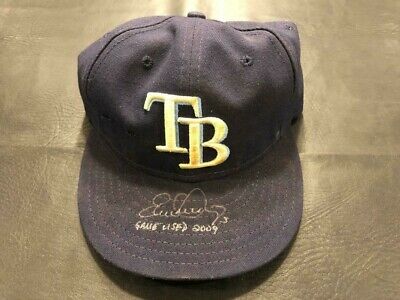 EVAN LONGORIA 2009 Signed Auto GU RAYS New Era Hat JSA COA Grey Flannel