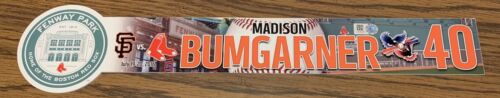 Madison Bumgarner Game Used Name Plate Fenway Park Giants Red Sox MLB Hologram