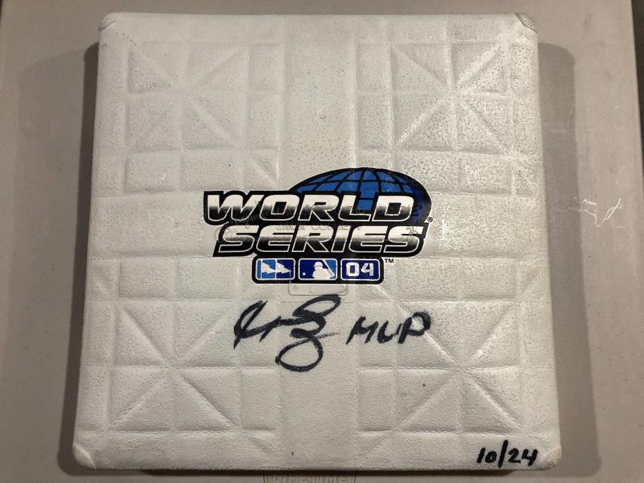 2004 Official World Series Base Signed by MVP Manny Ramirez Red Sox MLB Auth.
