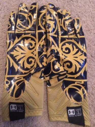 NEW 2014 TEAM ISSUED NOTRE DAME FOOTBALL SHAMROCK SERIES UNDER ARMOUR GLOVES MED