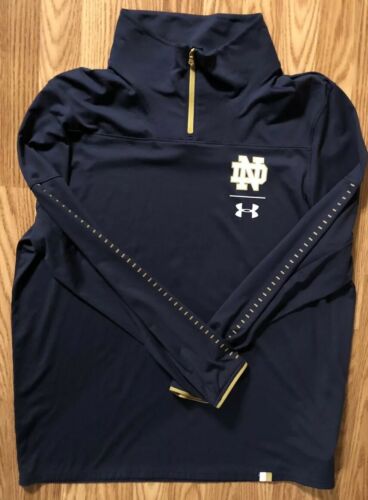 Notre Dame Football Team Issued Under Armour 1/4 Zip Jacket Xl Denson