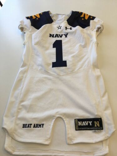 Game Worn Used Naval Academy Midshipmen Football Jersey UA Size 44 #1 Army Game