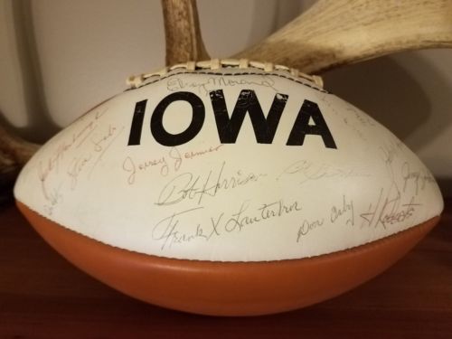 RARE Vintage University Of Iowa Hawkeyes Football Staff Signed Trophy Ball