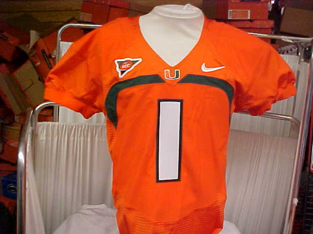 2007-13 Miami Hurricanes Football #1 Game/Team Issued Orange Jersey Nike Size 44