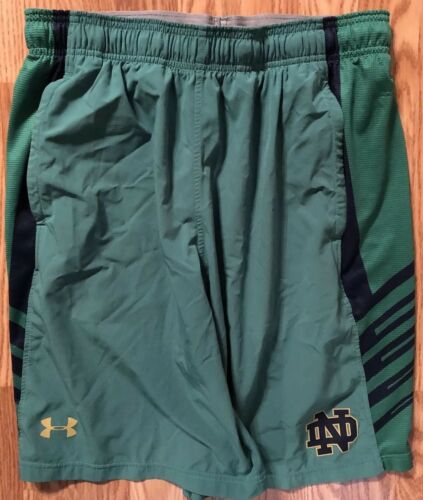 Notre Dame Football Team Issued Under Armour Shorts Green Large