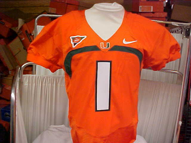 2007-13 Miami Hurricanes Football #1 Game/Team Issued Orange Jersey Nike Size 40