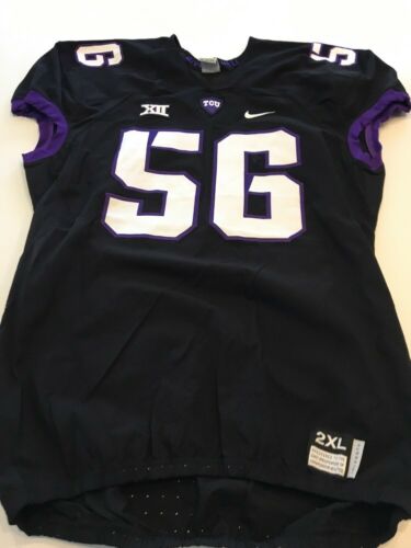 Game Worn Used Nike TCU Horned Frogs Football Jersey #56 Size XXL