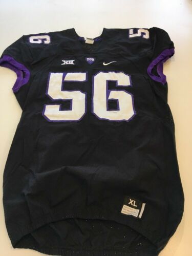 Game Worn Used Nike TCU Horned Frogs Football Jersey #56 Size XL