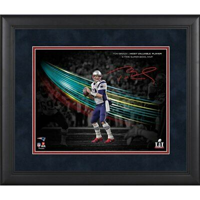 Framed Patriots Tom Brady Super Bowl MVP Spotlight Facsimile Signature - 2692880