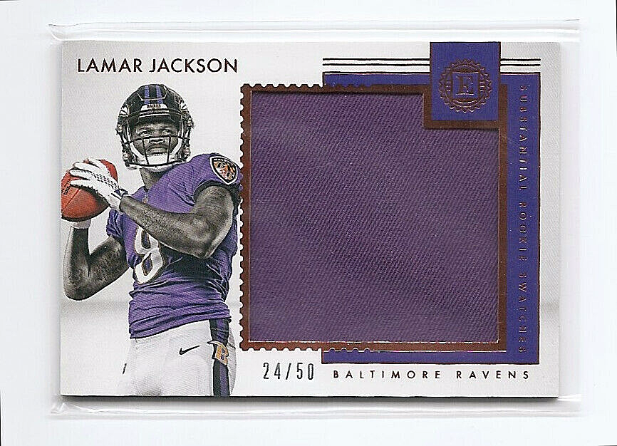 2018 Panini ENCASED Lamar Jackson SUBSTANTIAL ROOKIE SWATCHES 24/50 Ravens RC