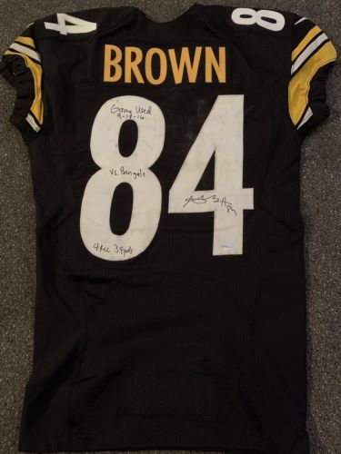 Antonio Brown Game Worn Home Jersey Steelers Vs. Bengals Autographed WHO DEY