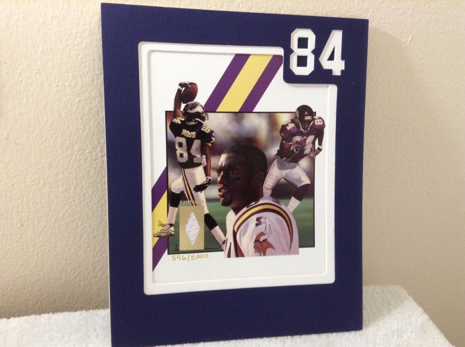 RANDY MOSS Game Used Jersey 596/2000 BY Relic Gallery Rookie Vikings COA mounted