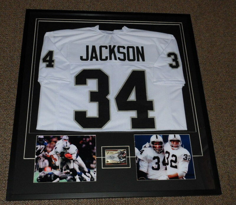 Bo Jackson Signed Framed 33x36 Jersey & Photo Display UDA Raiders Auburn