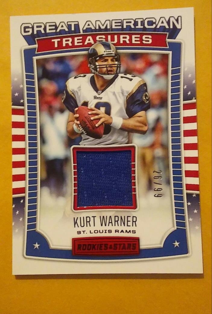 2017 Kurt Warner Rookies & Stars #10 Great American Treasures /99 Game Worn Mt?!