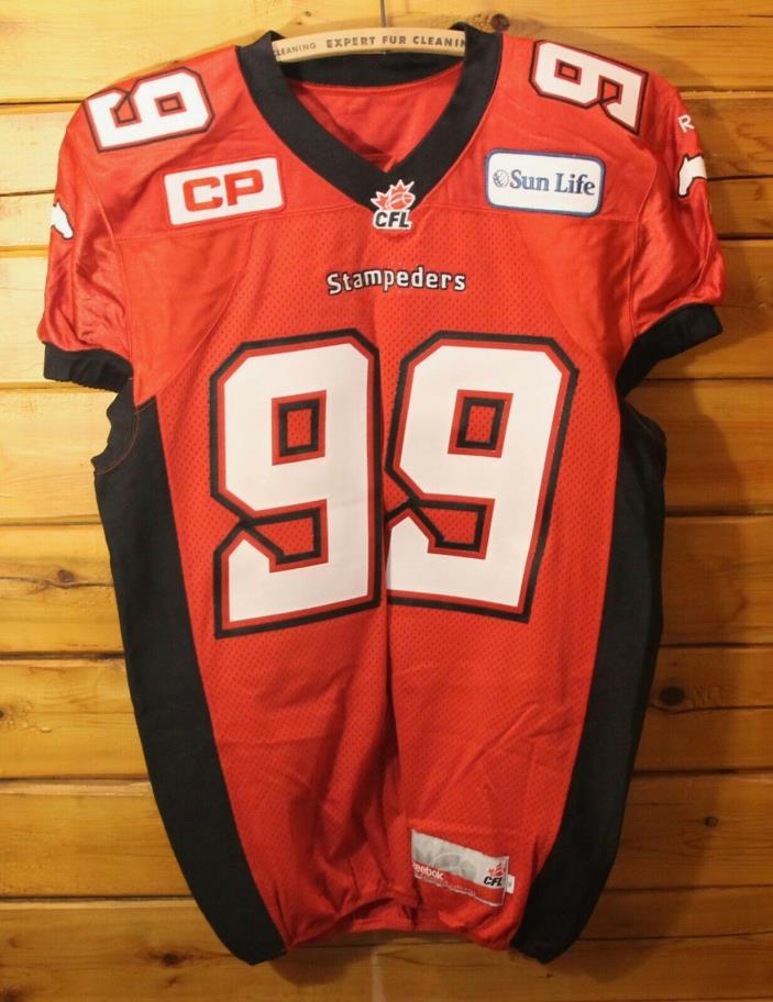 CFL Calgary Stampeders Game Worn Red Football #99 Corey Mace Jersey Very Nice +