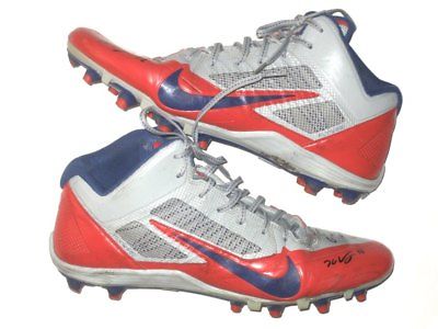 KERRY WYNN 2017 NEW YORK GIANTS GAME WORN SIGNED RED, GRAY & BLUE NIKE CLEATS