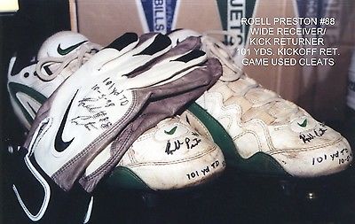 Green Bay Packers Roell Preston Game Used auto. Nike Cleats, Gloves, Lockr Namep