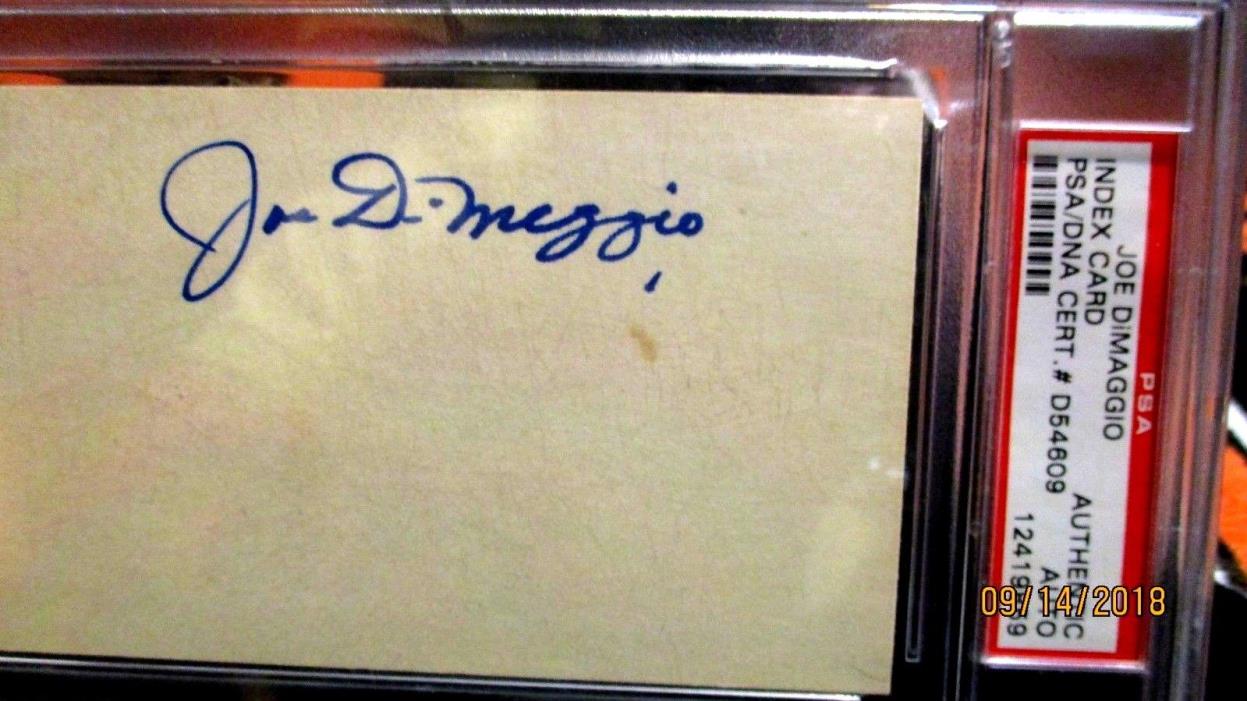Joe DiMaggio signed 3X5 PSA encapsulated BOLD autograph