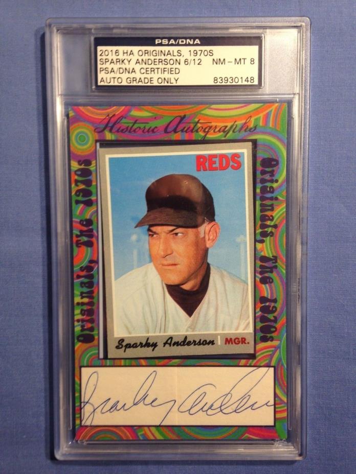 Sparky Anderson Index Card PSA/DNA Certified Authentic Auto 6/12