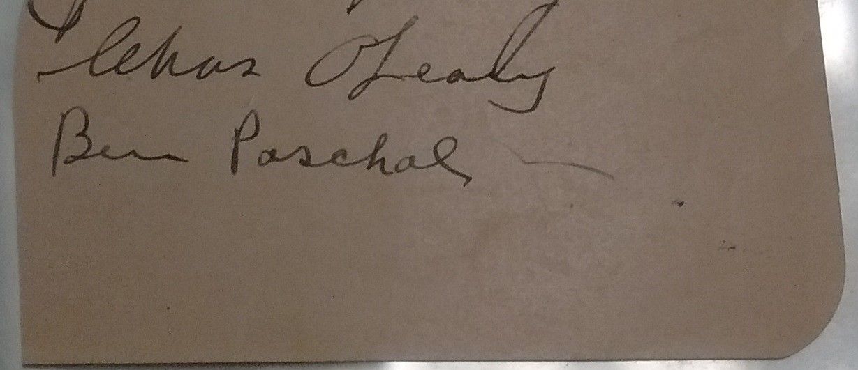 Charlie O'Leary D. 1941 & Ben Paschal D.74 Autographed Slip 1927 Yankees TOUGH