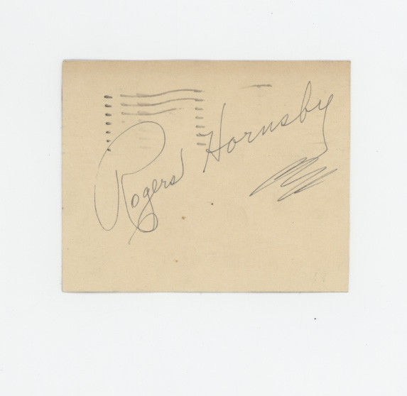 Rogers Hornsby signed 1948 Govt Postcard  1926 Cardinals 1962 Mets coach HOF