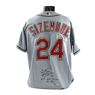 GRADY SIZEMORE INDIANS UDA AUTOGRAPHED & INSCRIBED JERSEY #'ED 3/3