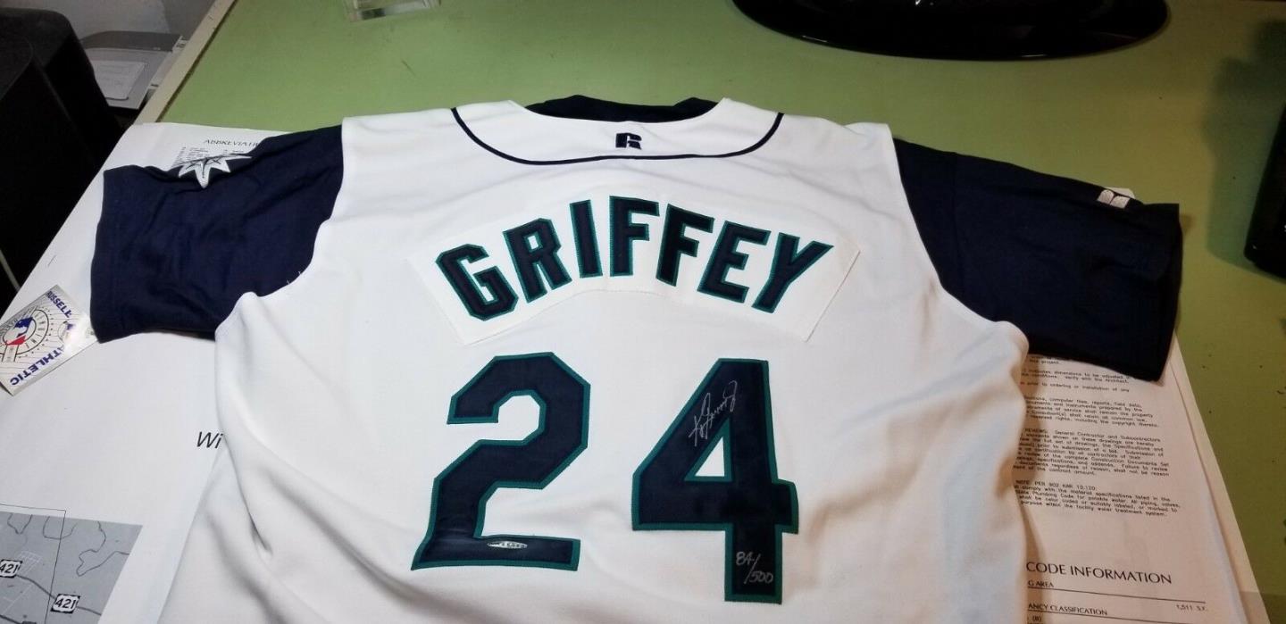 Ken Griffey Jr. Signed Authentic Russell Mariners Alternate Jersey Vest UDA