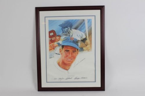 Ted Williams Signed Lithograph Red Sox - COA JSA