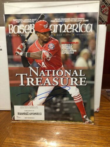 Victor Robles Autographed Baseball America Magazine JSA Authentic Nationals!