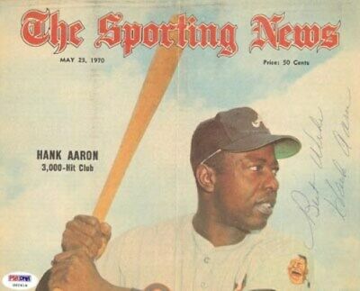 Hank Aaron Vintage Autographed Signed Sporting News Magazine Cover PSA #G92414